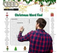 Jumbo Thanksgiving Word Search Poster, Giant 36"X24" Wall Game Posters, Fun Christmas Interactive Large Word Find Decor for Celebrations,Parties,Family Games,Classes Activity