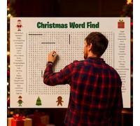 Jumbo Thanksgiving Word Search Poster, Giant Holiday Word Search Wall Poster for Thanksgiving and Christmas, Wall Game with 50 Words for Family Holiday Party Activity(Christmas)