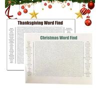 Jumbo Thanksgiving Word Search Poster, Giant Holiday Word Search Wall Poster for Thanksgiving and Christmas,Giant 31.5"x20" Wall Game,Giant Thanksgiving Activity Poster for Families (A+B)