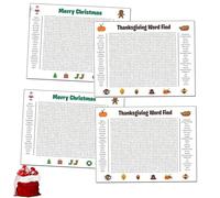 Jumbo Thanksgiving Word Search Poster, Giant Word Search Poster, 36"X24" Wall Game, Larger Than Life Puzzle, Fun Giant Thanksgiving Christmas Activity Posters for Families(Mix*2)