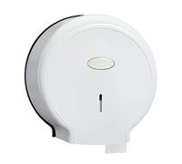 Jumbo Toilet Paper Roll Dispenser, Large Capacity Dense Plastic Stylish Single Roll Toilet Paper Dispenser Wall Mount Punch Free for Toilets for Bathrooms (White)