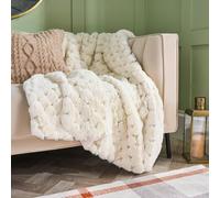 Jumbo Waffle Faux Fur Fleece Throw Super Soft Blanket OHS White 120cm x 150cm