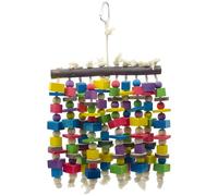Jumbo Wooden Parrot Chew Toy, Colorful Swing for Birds, Extra Large for Macaws, Cockatoos, and African Greys, Includes Cotton Rope