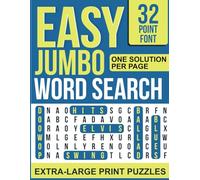 Jumbo Word Search for Seniors: 50 Easy Extra-Large Print Puzzles with One Solution Per Page (32-Point Font)