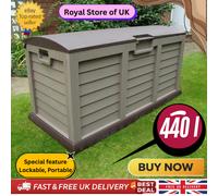 JUMBO XL Brown Garden Storage Utility Cushion Box Shed Plastic Waterproof