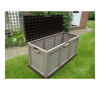JUMBO XL Brown Garden Storage Utility Cushion Box Shed Plastic Waterproof