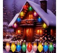 Jumbo Xmas String Lights, 16FT Large Multicolored Bulbs Christmas Hanging Lights with 10 LED Giant Multicolor Bulbs, C7 Big Bulb Vintage Christmas Decorations for Holiday Home Tree Roof Yard Garden