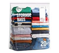 Jumbo Zipper Lock Storage Bags With Zip Top 24" x 28.5"+7",Reusable XXL Size Plastic Bag with Bottom for Food,Clothing,Travel,Moving,BPA-Free,3-Mil Thick