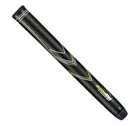 JumboMax Golf Grips STR8 Tech Non-Tapered Golf Grip - Tour Series Black W/White & Green Accents - Set of 1 Medium/MD (+5/16")