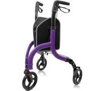 JumboTIGER Premium 3 Wheel Rollator Walker for Seniors - Ultra Lightweight Foldable Walker for Elderly, Aluminum 8 Inch Tri-Wheel Modern Mobility Walking Aid, Brilliant Purple