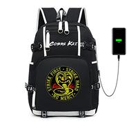 JUMBOZ School Backpack Co.bra Kai, Lightweight Casual Laptop Backpacks with USB Charging Port, Unisex Comfortable Bookbags with Adjustable Shoulder Strap -B||47X30X15CM