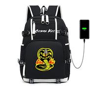 JUMBOZ School Backpack Co.bra Kai, Lightweight Casual Laptop Backpacks with USB Charging Port, Unisex Comfortable Bookbags with Adjustable Shoulder Strap -C||47X30X15CM
