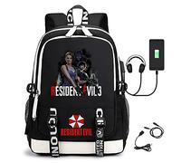 JUMBOZ School Bag for Teenager Resid.ent evil, Casual Fashion Laptop Rucksack with USB Charging Port, Adjustable Shoulder Strap Comfortable Rucksack with Side Pocket -F||31 * 16 * 43cm