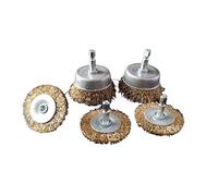 JUMELA Steel Wire Brush Brass Plated Wheels Brushes Drill Rotary Tools 50mm/60mm/75mm Metal Polishing Brush 1pc (Color : 20MM)