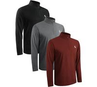 JumGear-Life 3Pack Quarter 1/4 Zip Pullover Men Dry Fit Sweatshirts Long Sleeve Running Athletic Golf Work Out Gym Shirt, Set D, Large