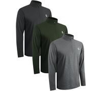 JumGear-Life 3Pack Quarter Zip Pullover Men Long Sleeve Sweatshirts Running Athletic Golf Gym Shirt Quick Dry, Set E, X-Large