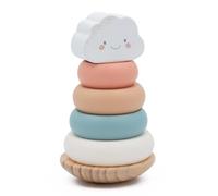 jumini Baby Wooden Stacking Rings - Cloud Ring Stacker | Wobbly Stacker | Eco-Friendly FSC Wood | Non-Toxic Paint | Safe for Toddlers | Pastel Colours | Suitable for Babies 12 Months+