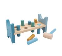 jumini Toy Wooden Hammer Bench - Pound a Peg with Wooden Hammer and 8 Wood Pegs - great Hammering Baby Toy Gift for Babies, 12months, 1, 2,3 and 4 Year Olds - Retro Pastel Colours (Blue Dinosaur)