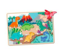 Jumini Wooden Chunky Puzzle - Eco-Friendly Toy for Toddlers, 1 year, 12 months+ Sustainably Sourced Wood, Non-Toxic Paint, UK Safety Tested (Dinosaurs)