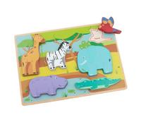 Jumini Wooden Chunky Puzzle - Eco-Friendly Toy for Toddlers, 1 year, 12 months+ Sustainably Sourced Wood, Non-Toxic Paint, UK Safety Tested (Safari)