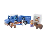 jumini Wooden Farm Vehicles - Eco-Friendly FSC Wood | Non-Toxic Paint | Montessori-Inspired Farm Toy | Perfect for Imaginative Play & Skill Development (Jeep / Horse Trailer)
