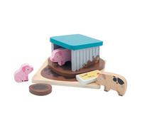 jumini Wooden Home Farm Barn Set - Includes Animals & Farmer | FSC Wood | Montessori-Friendly Toy | Compatible with Other Farm Sets | Suitable for Age 18months+ (Pig Sty)