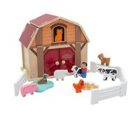 Jumini Wooden Home Farm Barn Set - Includes Animals & Farmer | FSC Wood | Montessori-Friendly Toy | Compatible with Other Jumini Farm Sets | Suitable for Age 18months+ (Main Barn)
