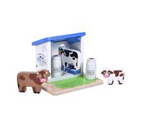 jumini Wooden Home Farm Barn Set - Includes Animals & Farmer | FSC Wood | Montessori-Friendly Toy | Compatible with Other Farm Sets | Suitable for Age 18months+ (Milking Parlour)