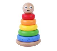 jumini Wooden Stacking Rings - Adorable Smiley-Face Stacking Toy | Wobbly Stacker | Eco-Friendly FSC Wood | Non-Toxic Paint | Safe for Toddlers | Pastel Colours | Suitable for Babies 12 Months+