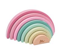 jumini Wooden Stacking Toy Rainbow Building Blocks - pastel coloured, educational puzzle, geometric, arch toy, birthday gift, toy for children, 8 pieces (Pink)