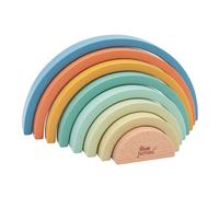 jumini Wooden Stacking Toy Rainbow Building Blocks - pastel coloured, educational puzzle, geometric, arch toy, birthday gift, toy for children, 8 pieces (Blue)