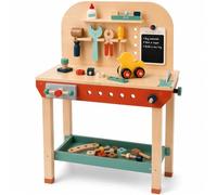 Jumini Wooden Workbench for Kids 3-7 Years | Kids Tool Bench with Real Working Vice, Chalkboard & 10 Wooden Tools | Montessori STEM Pretend Play Construction Toy | FSC Certified