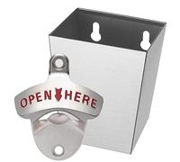Jumiok Outdoor Stainless Beer Bottle Opener Wall Mounted with Cap Catcher Narrow Bundle Drainage Openings (Brushed Silver )