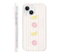 Jumkook Cute Striped Case for iPhone 14/iPhone 13 6.1", Aesthetic Lemons Seashells Stripe Pattern Summer Phone Cover, Printed Trendy Designs for Girly Women, Durable Soft TPU Protection for iPhone 14