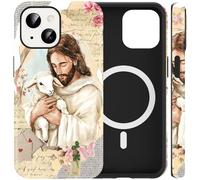 Jumkook Magnetic Case for iPhone 14/iphone 13 6.1", Jesus Bible Verse Sheep Collage Pattern Design,Aesthetic Christian Quotes Printed,Compatible with Magsafe, Soft TPU Hard PC Phone Cover for iPhone14