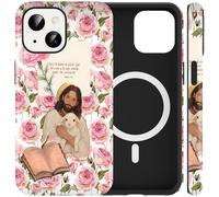 Jumkook Magnetic Case for iPhone 14/iPhone 13 6.1", Jesus Bible Verse Sheep Rose Pattern Design, Aesthetic Christian Flower Printed, Compatible with Magsafe, Soft TPU Hard PC Phone Cover for iPhone14