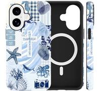 Jumkook Magnetic Case for iPhone 16 6.1", Jesus Ocean Cross Collage Pattern Design, Aesthetic Christian Printed, Compatible with Magsafe, Soft TPU Hard PC Shockproof Phone Cover for iPhone 16