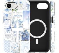Jumkook Magnetic Case for iPhone 16E 6.1", Jesus Bible Verse Cross Collage Pattern Design, Aesthetic Christian Floral Printed, Compatible with Magsafe, Soft TPU Hard PC Phone Cover for iPhone 16E