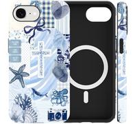 Jumkook Magnetic Case for iPhone 16E 6.1", Jesus Ocean Cross Collage Pattern Design, Aesthetic Christian Printed, Compatible with Magsafe, Soft TPU Hard PC Shockproof Phone Cover for iPhone 16E