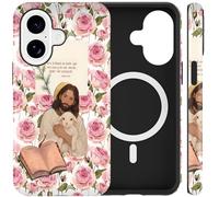 Jumkook Magnetic Case for iPhone 17 6.3", Jesus Bible Verse Sheep Rose Pattern Design, Aesthetic Christian Flower Printed, Compatible with Magsafe, Soft TPU Hard PC Phone Cover for iPhone 17