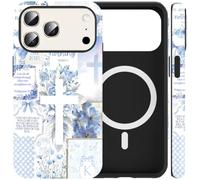 Jumkook Magnetic Case for iPhone 17 Pro Max 6.9", Jesus Bible Verse Cross Collage Pattern Design, Aesthetic Christian Floral Printed,Compatible with Magsafe,Soft TPU Hard PC Phone Cover for 17 Pro Max