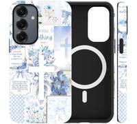 Jumkook Magnetic Case for Samsung Galaxy S25 6.2", Jesus Bible Verse Cross Collage Pattern Design, Aesthetic Christian Floral Printed, Compatible with Magsafe, Soft Phone Cover for Samsung S25