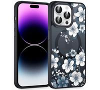 Jumkook Magnetic Phone Case for iPhone 16 Pro Max 6.9", Design Floral Flower Pattern Aesthetic Design Cover for Women Girls, Compatible with MagSafe Translucent for iPhone16 Pro Max, Cherry Blossoms