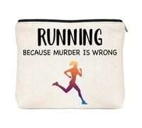 Jumkook Running Because Murder Is Wrong Cosmetic Bags - Canvas Zippered Pouch Travel Storage Resistant Coating, Christmas Birthday and Holidays Presents Idea for Sisters Friends Birthdays