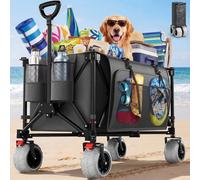 JUMMICO Foldable All-Terrain Trolley Wagon - 200 Litre Capacity, 9-Inch Large PU Tyres - Ideal for Beach, Festival, Shopping & Camping Transport
