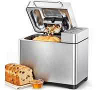 JUMMICO Fully Automatic Bread Maker - 19 Programs & 1000g Capacity - 3 Browning Levels, Timer, 710W, Viewing Window & Recipe Book - Stainless Steel