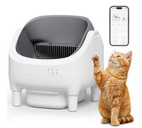 JUMMICO Self-Cleaning cat litter tray, 12L Extra Large Open cat litter box Suitable for Multiple catsan, Smart APP Control for Effortless Operation, Includes Scoop and Waste Bags for Instant Cle