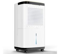 JUMMICODehumidifier Electric, 20L/day dehumidifier electric with LED display, humidity sensor, laundry drying, dehumidifier flat Suitable for cellar, bathroom White