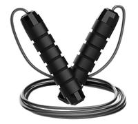 Jump Rope, Adjustable Steel Jump Rope Workout with Foam Handles for Women,Men, Kids, Tangle-Free Rapid Speed Jumping Rope Cable with Ball Bearings for Fitness, Home Exercise, Slim Body (Black)