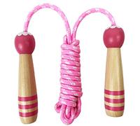 Jump Rope Adjustable with Wooden Handle and Woven Cotton for Girls Boys, Skipping Rope Adult Fitness Exercise Fat burning Gym Training for Men, Women, Kids(pink)